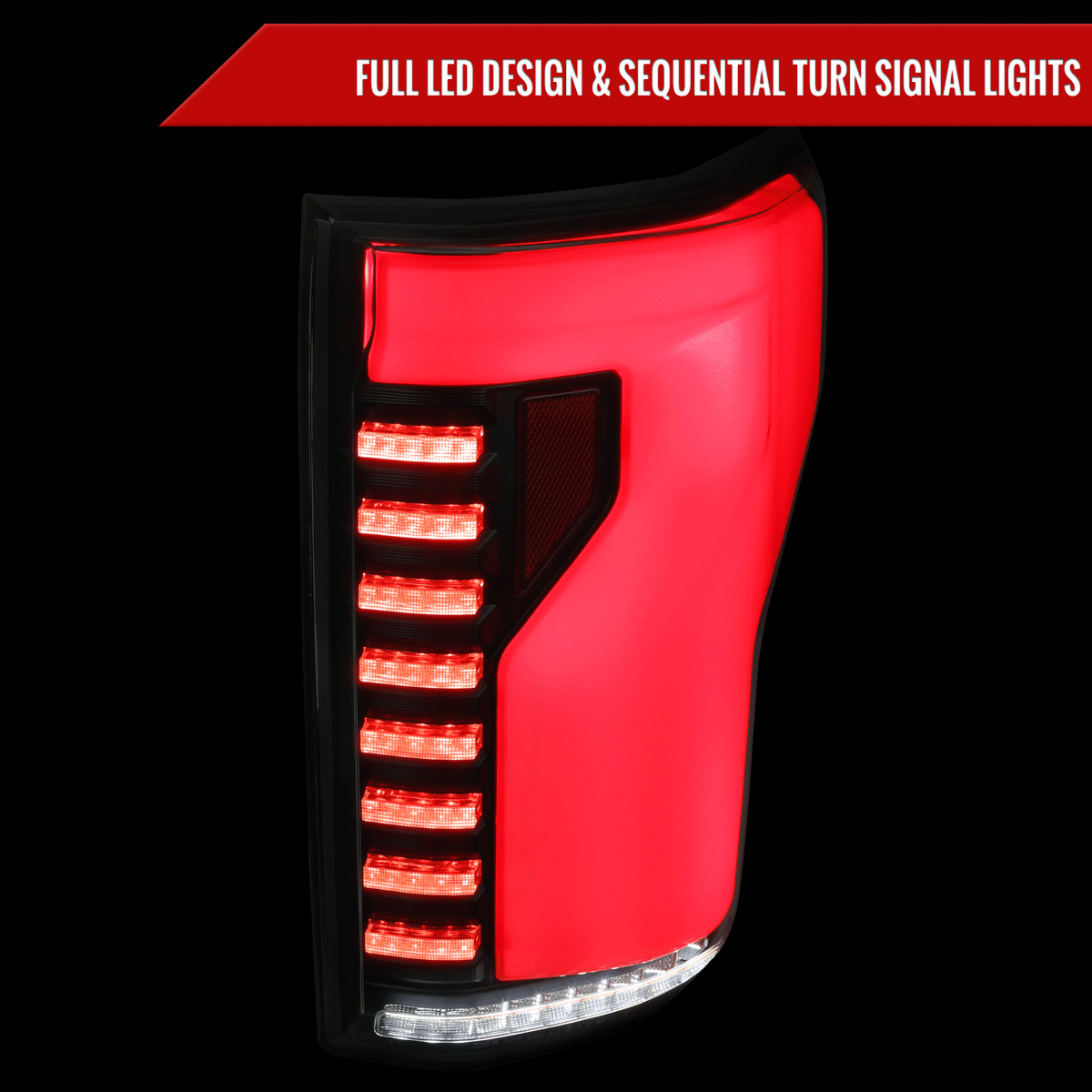 2015-2017 Ford F-150 Sequential Turn Signal Animated Red LED Bar Tail Lights (Matte Black Housing/Clear Lens)