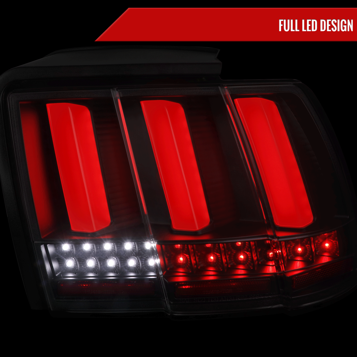 1999-2004 Ford Mustang Sequential LED Tail Lights (Black Housing/Clear Lens)