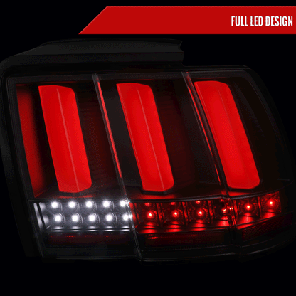 1999-2004 Ford Mustang Sequential LED Tail Lights (Black Housing/Clear Lens)