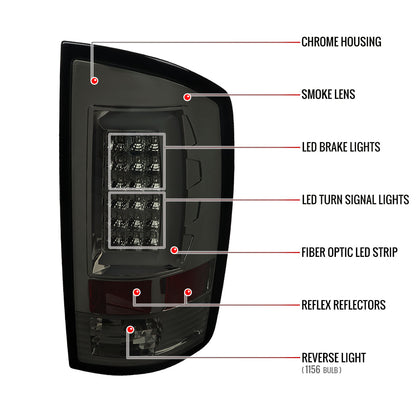 2002-2006 Dodge RAM 1500 2500 3500 LED Tail Lights -G2 (Chrome Housing/Smoked Lens)