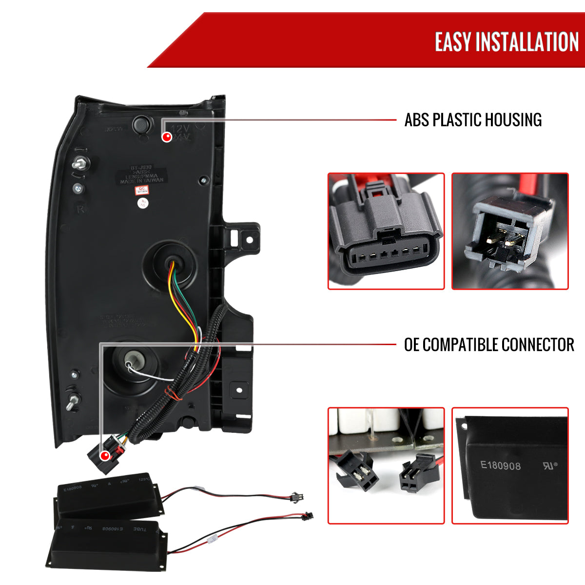 2015-2020 Chevrolet Tahoe/Suburban LS LT LTZ Premier LED Tail Lights (Jet Black Housing/Clear Lens)