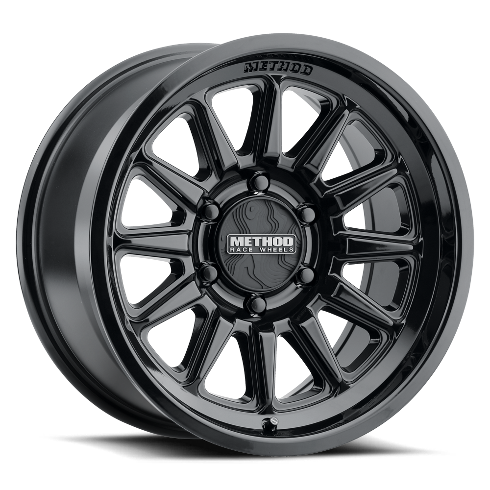 (set of 4) Method MR323 Gloss Black | 17x8.5" +25mm | 6x5.5in Wheel