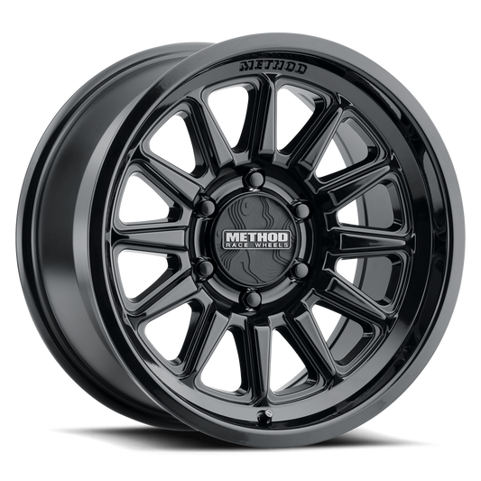 (set of 4) Method MR323 Gloss Black | 17x8.5" +25mm | 6x5.5in Wheel