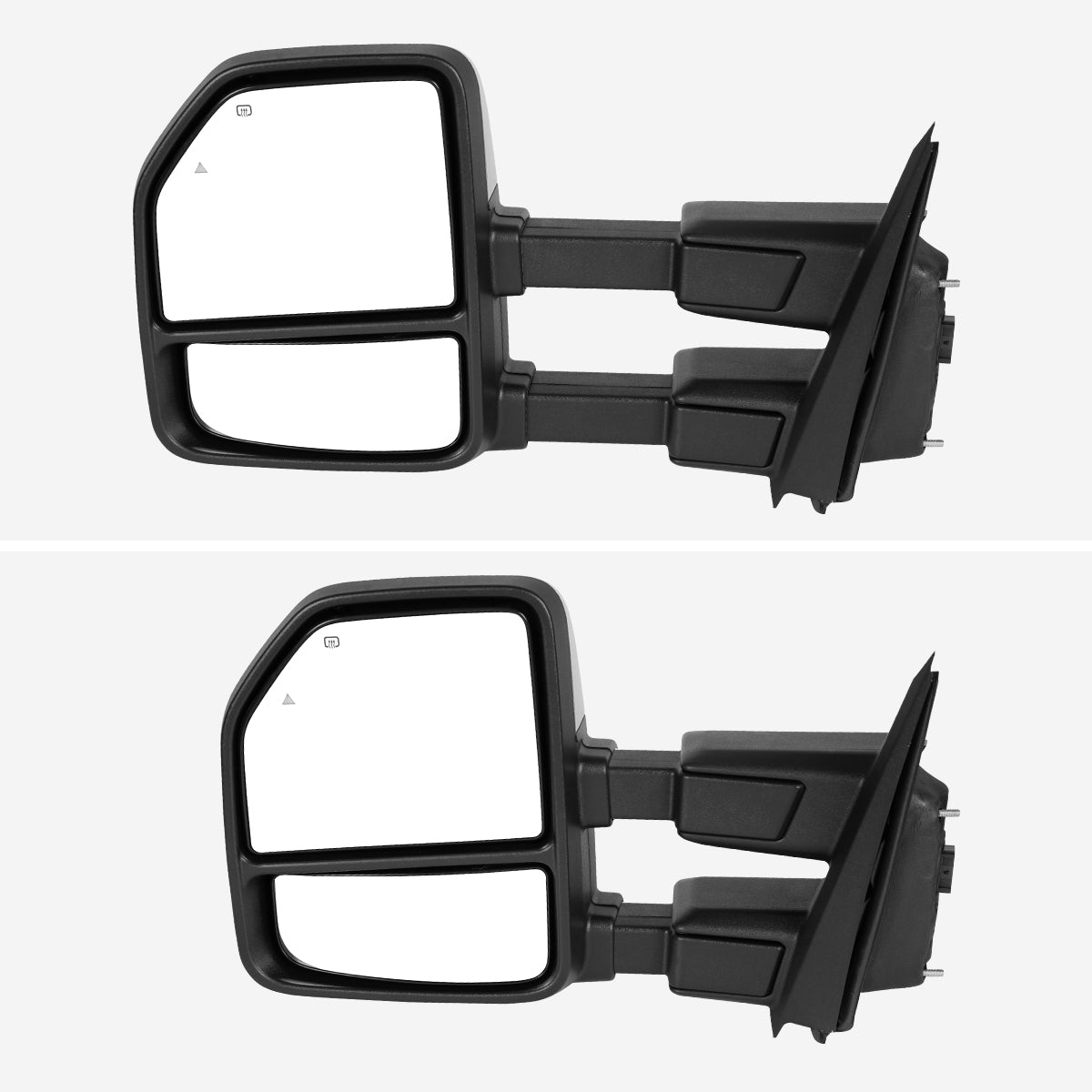 2021-2026 Ford F-150 F-250 Power Adjustable, Heated, & Manual Extendable Towing Mirrors w/ Clear Lens LED Turn Signal, Clearance, Puddle, & Auxiliary Lights