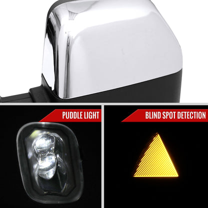 2021-2026 Ford F-150 F-250 Power Adjustable, Heated, & Manual Extendable Towing Mirrors w/ Clear Lens LED Turn Signal, Clearance, Puddle, & Auxiliary Lights