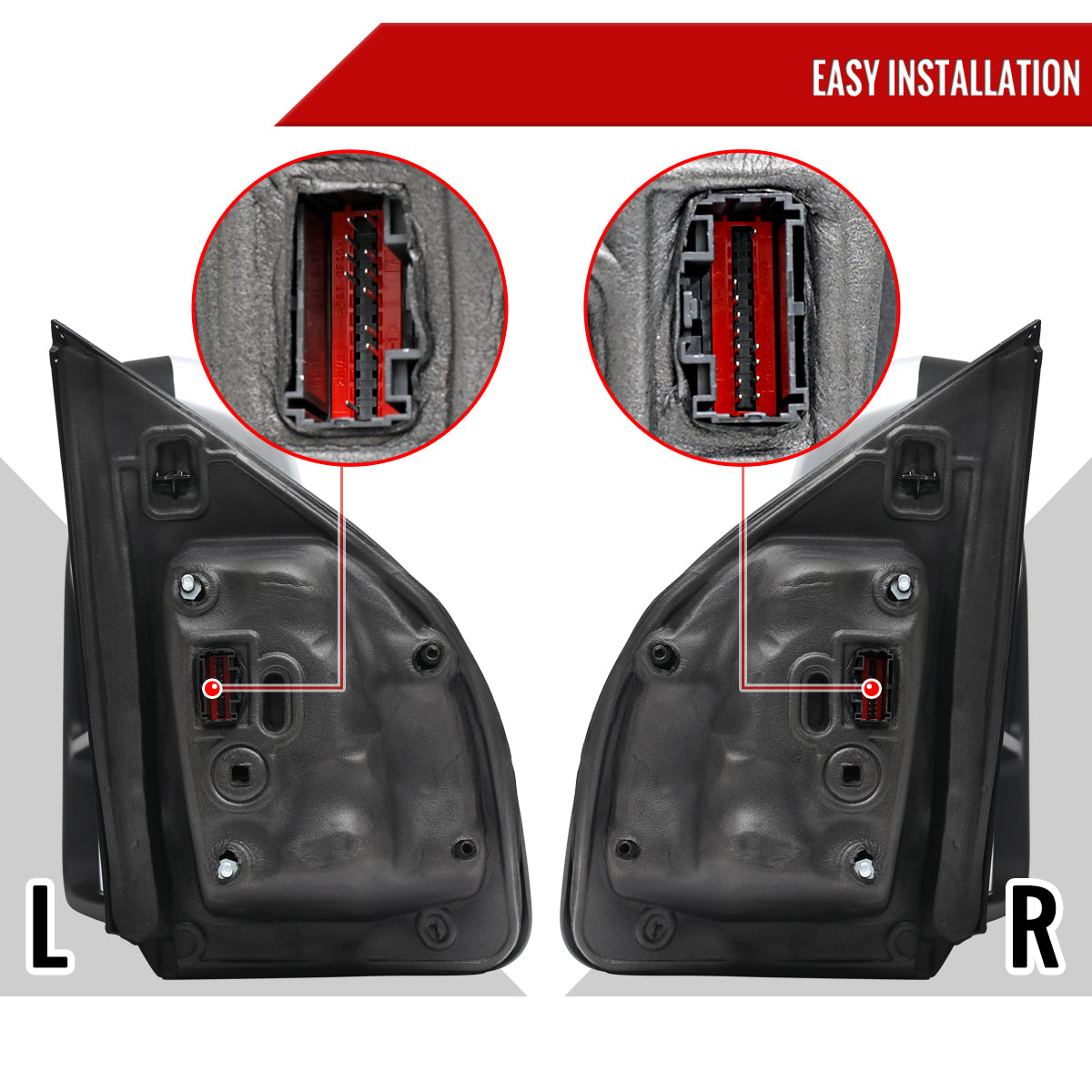 2021-2026 Ford F-150 F-250 Power Adjustable, Heated, & Manual Extendable Towing Mirrors w/ Clear Lens LED Turn Signal, Clearance, Puddle, & Auxiliary Lights
