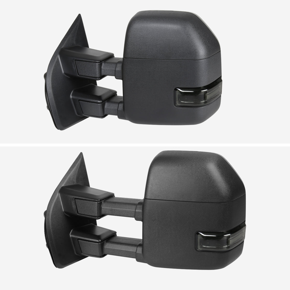 2017-2019 Ford F-250/F-350/F-450/F-550 Super Duty Power Adjustable, Heated, BSM, ATS, & Manual Extendable Towing Mirrors w/ Smoked Lens LED Turn Signal, Clearance, & Auxiliary Lights