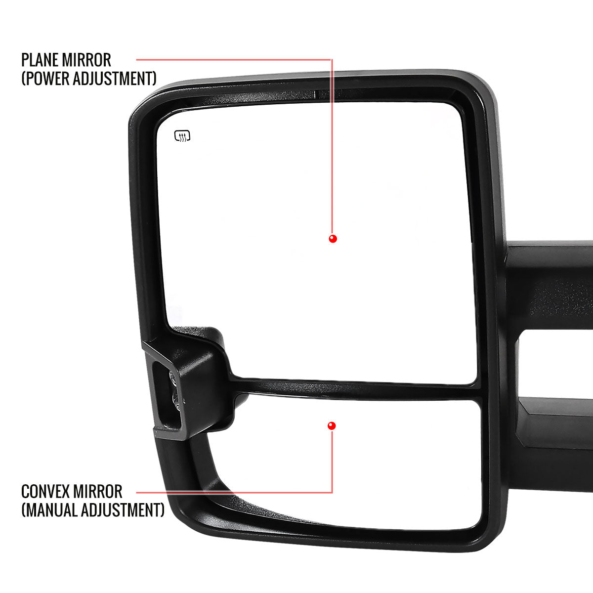 1999-2002 Chevrolet Silverado/Tahoe/Suburban/Avalanche GMC Sierra/Yukon/Yukon XL Power Heated Manual Extendable Towing Mirrors w/ Smoked Lens LED Turn Signal & Clearance Lights