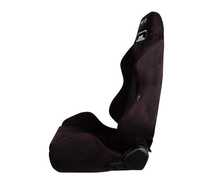 NRG Reclinable Racing Seat Suede with Red Stitching