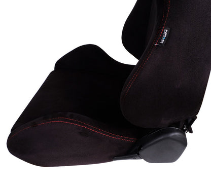 NRG Reclinable Racing Seat Suede with Red Stitching