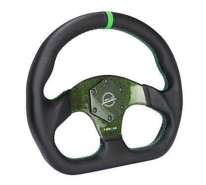 NRG FLAT BOTTOM CARBON FIBER CENTER LEATHER STEERING WHEEL