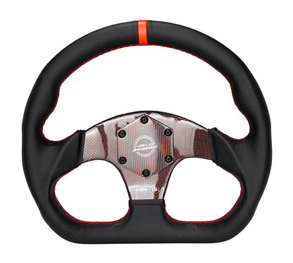 NRG FLAT BOTTOM CARBON FIBER CENTER LEATHER STEERING WHEEL