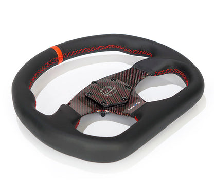 NRG FLAT BOTTOM CARBON FIBER CENTER LEATHER STEERING WHEEL
