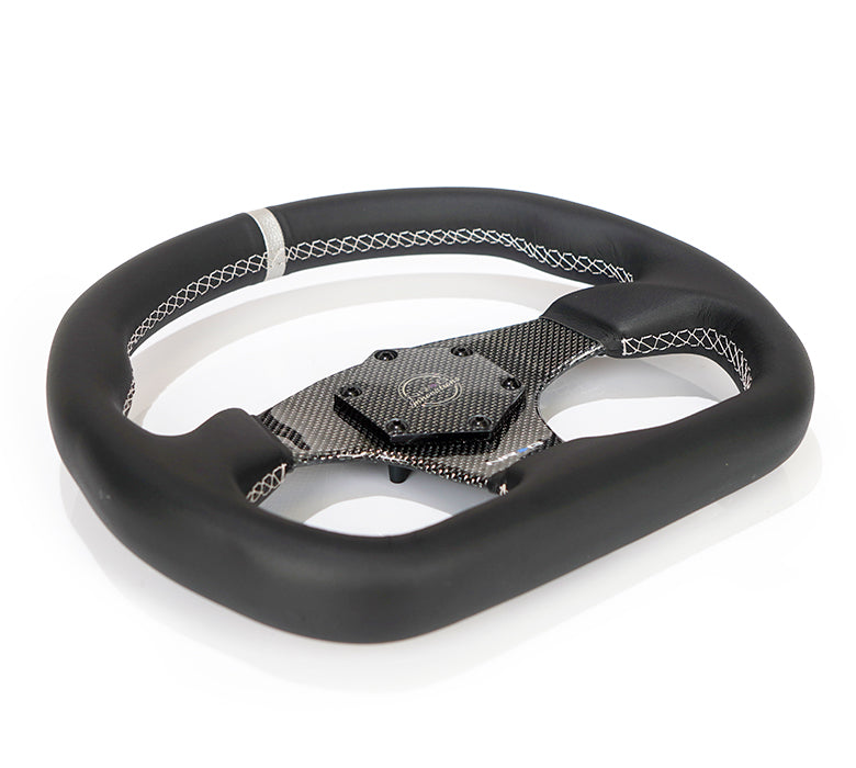 NRG FLAT BOTTOM CARBON FIBER CENTER LEATHER STEERING WHEEL