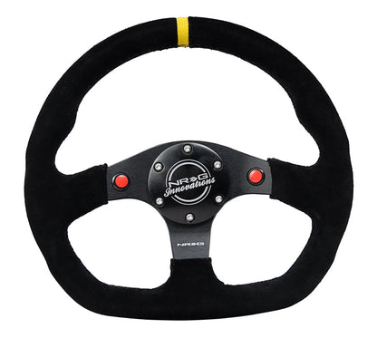 NRG FLAT BOTTOM STEERING WHEEL SUEDE