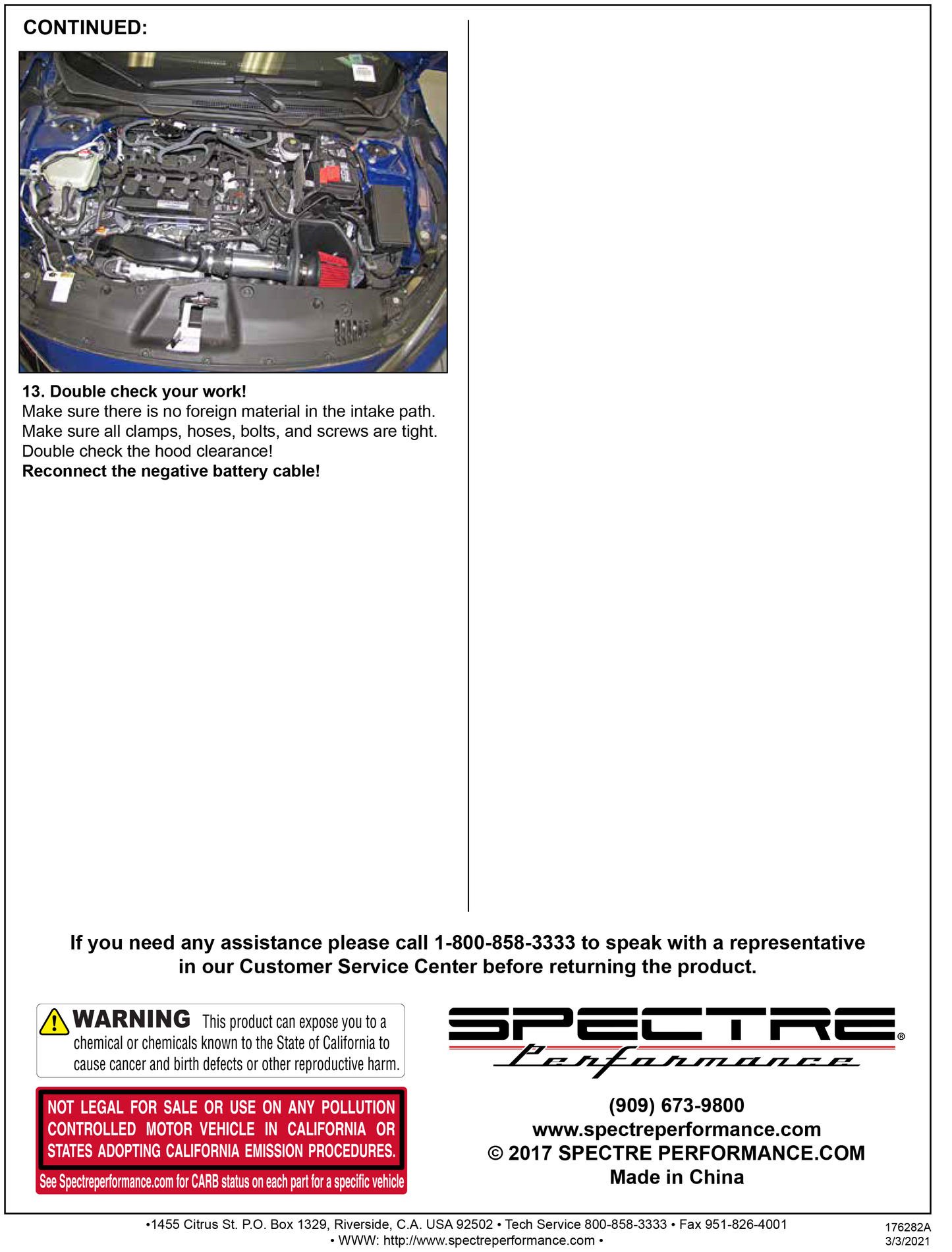 Spectre Air Intake Kit | Honda Civic (16-20) (9069)
