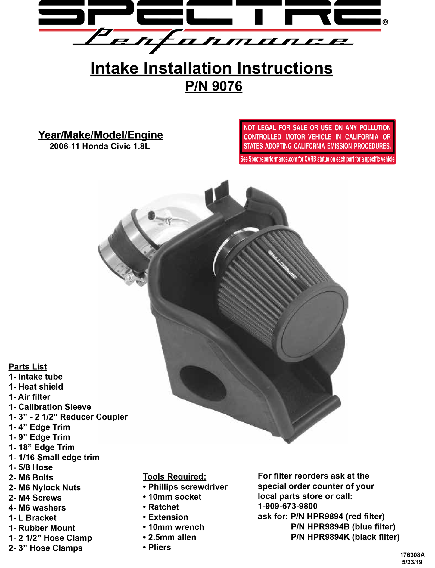 Spectre Air Intake Kit | Honda Civic (06-11) (9076)