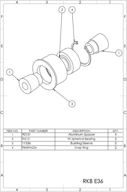 SPL Parts Rear Spherical Knuckle Bushing Kit - 1992-1995 BMW 325i (E36)