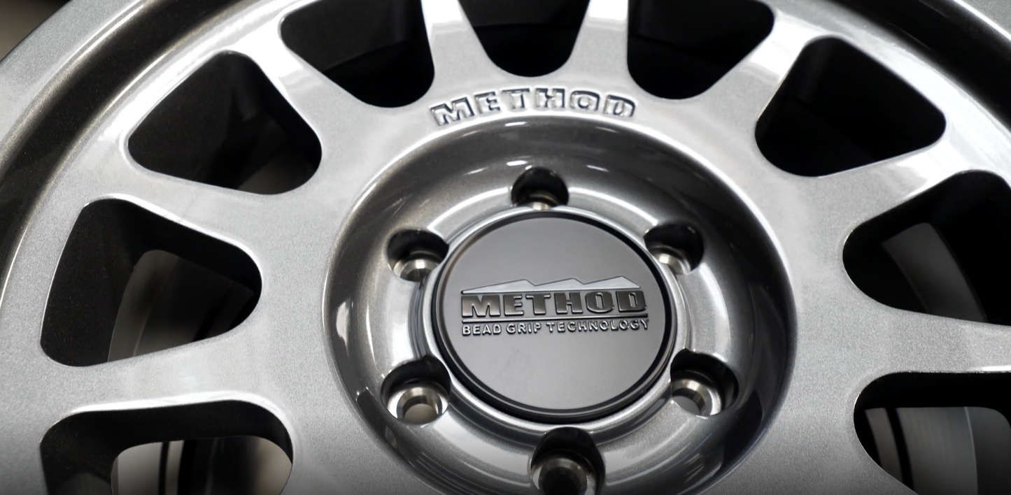 (set of 4) Method MR703 Gloss Titanium | 17x8.5" +35mm | 6x5.5in Wheel