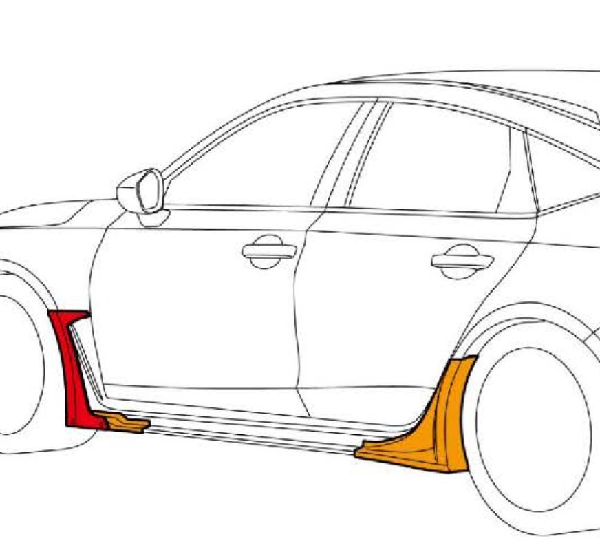 HKS Type S Side Skirt (ABS Plastic + CFRP) - Honda Civic Type R FL5 2023+