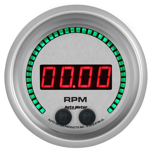 AutoMeter 85.7mm Silver 0-16K RPM Tachometer Ultra-Lite Elite Digital Gauge (6798-UL)