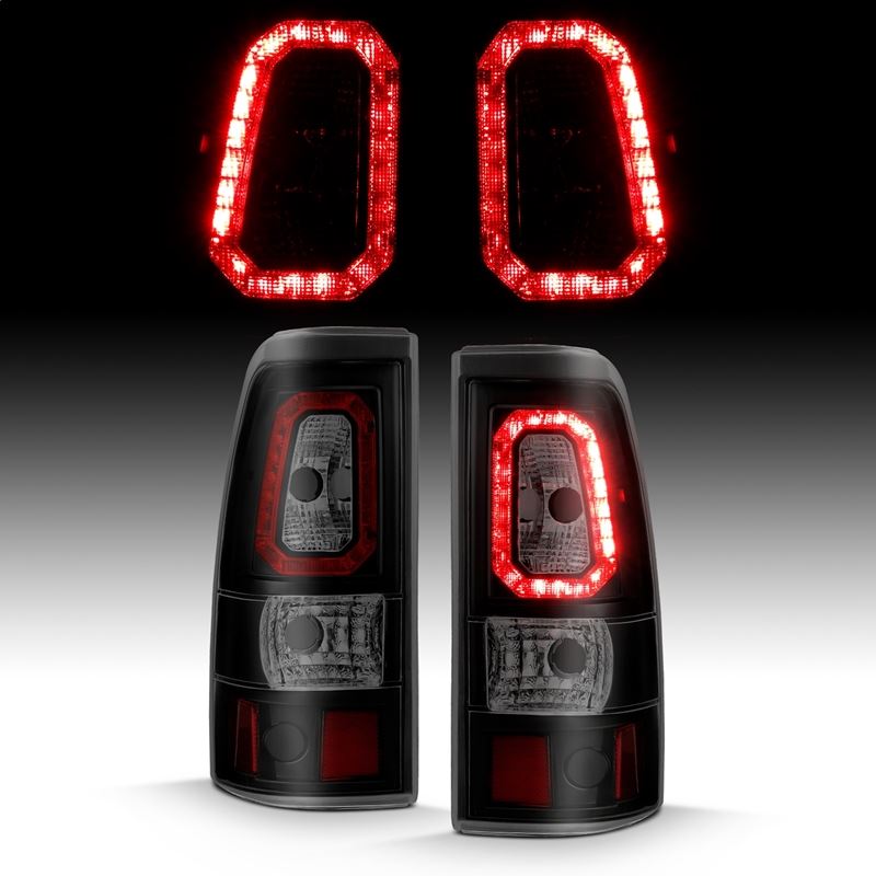 ANZO LED Tail Light Assembly w/ Smoke Lens Black Housing Pair | Chevy Silverado 1500 (99-02) (311325)