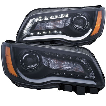 ANZO Projector Headlight Set w/ Plank Style Design Black | Chrysler 300 (11-14) (121495)