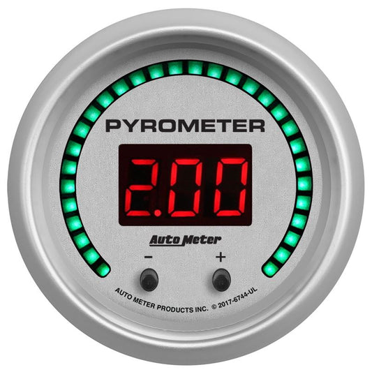 AutoMeter 52.4mm Silver Two Channel 0-2000 Degree Pyrometer (EGT) Ultra-Lite Elite Digital Gauge (6744-UL)