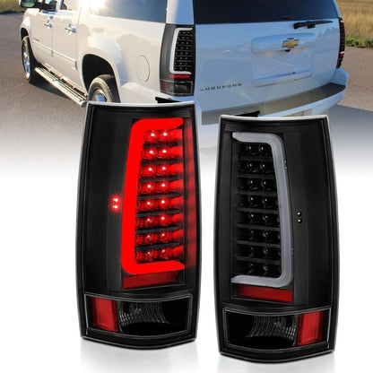 ANZO LED Tail Light Assembly w/ Plank Style Design, Clear Lens, Black Housing, Pair | Chevy Tahoe (07-14) (311321)