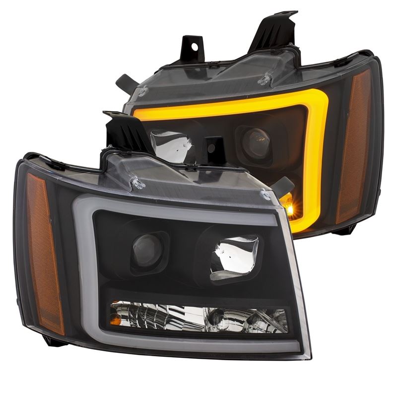 ANZO USA Projector Headlights w/ Plank Style Switchback Black w/ Amber | Chevy Tahoe (07-14) (111402)