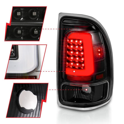 ANZO LED Tail Light Assembly Black Housing Clear Lens Pair | Dodge Dakota (97-04) (311347)