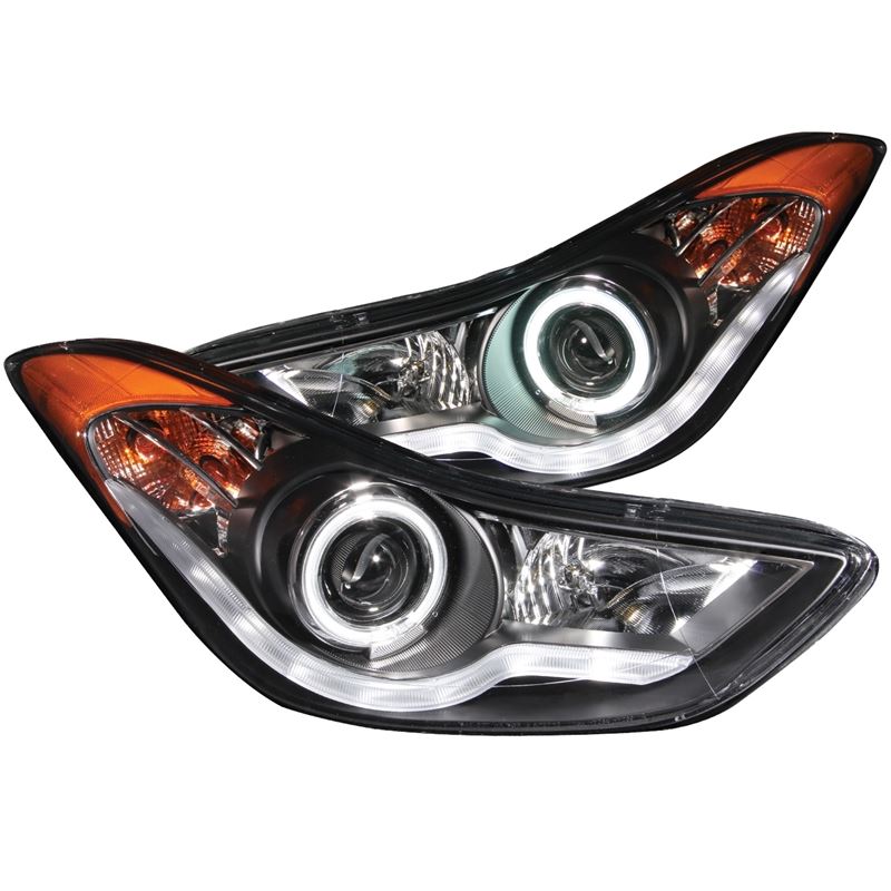 ANZO Projector Headlight Set w/ Halo Black (CCFL) | Hyundai Elantra (11-14) (121456)