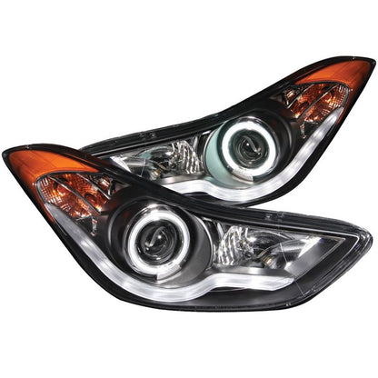 ANZO Projector Headlight Set w/ Halo Black (CCFL) | Hyundai Elantra (11-14) (121456)
