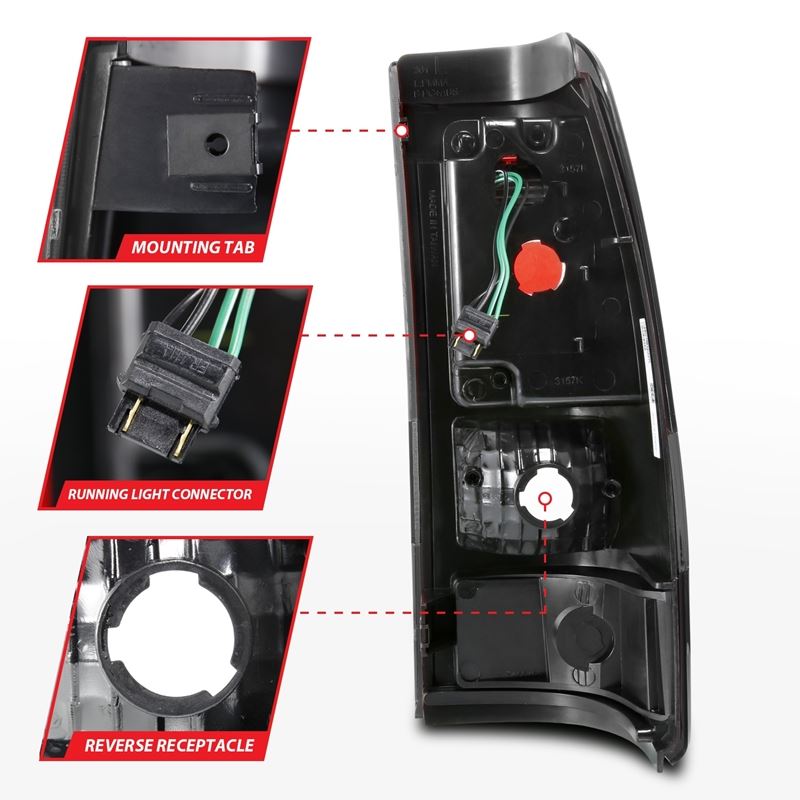 ANZO LED Tail Light Assembly w/ Smoke Lens Black Housing Pair | Chevy Silverado 1500 (99-02) (311325)
