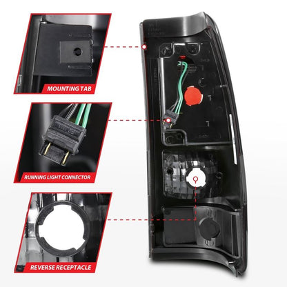 ANZO LED Tail Light Assembly w/ Smoke Lens Black Housing Pair | Chevy Silverado 1500 (99-02) (311325)