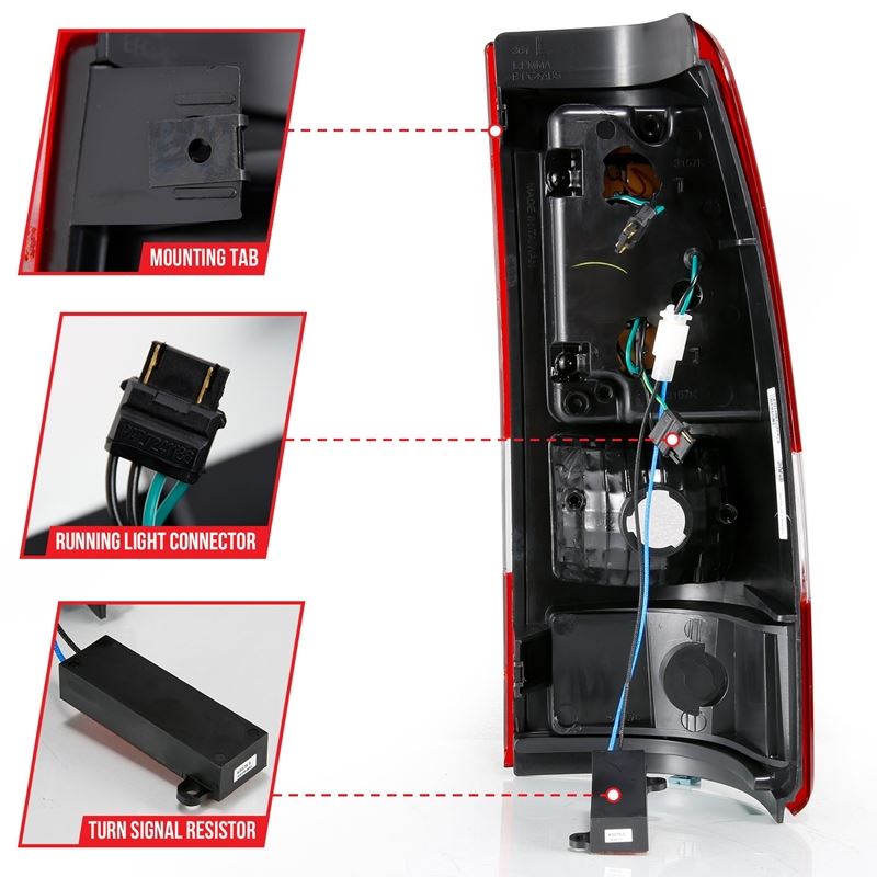 ANZO LED Tail Light Assembly Chrome w/ Red/Clear Lens Pair | Chevy Silverado 1500 (99-02) (311332)