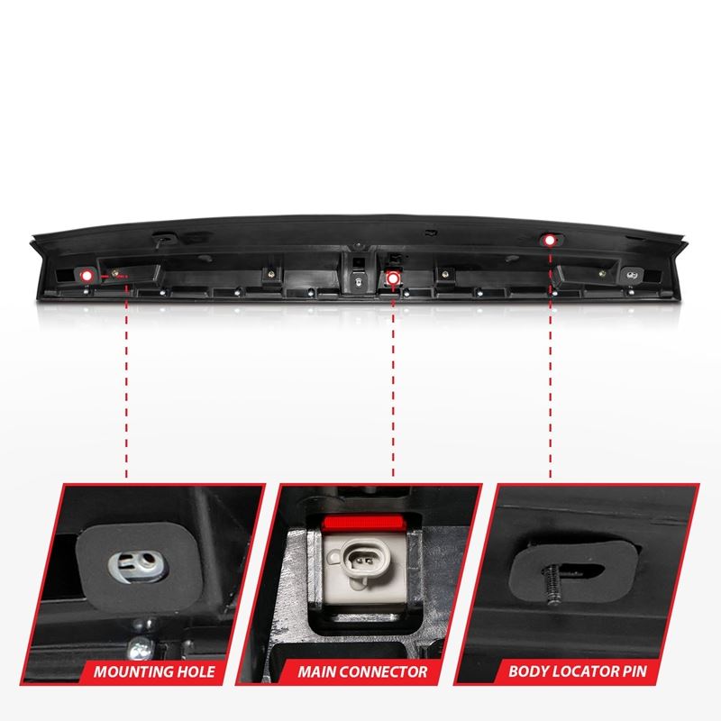 ANZO Third Brake Light Assembly LED Red Lens Black Housing w/ Spoiler | Chevrolet Suburban 1500 (07-14) (531110)