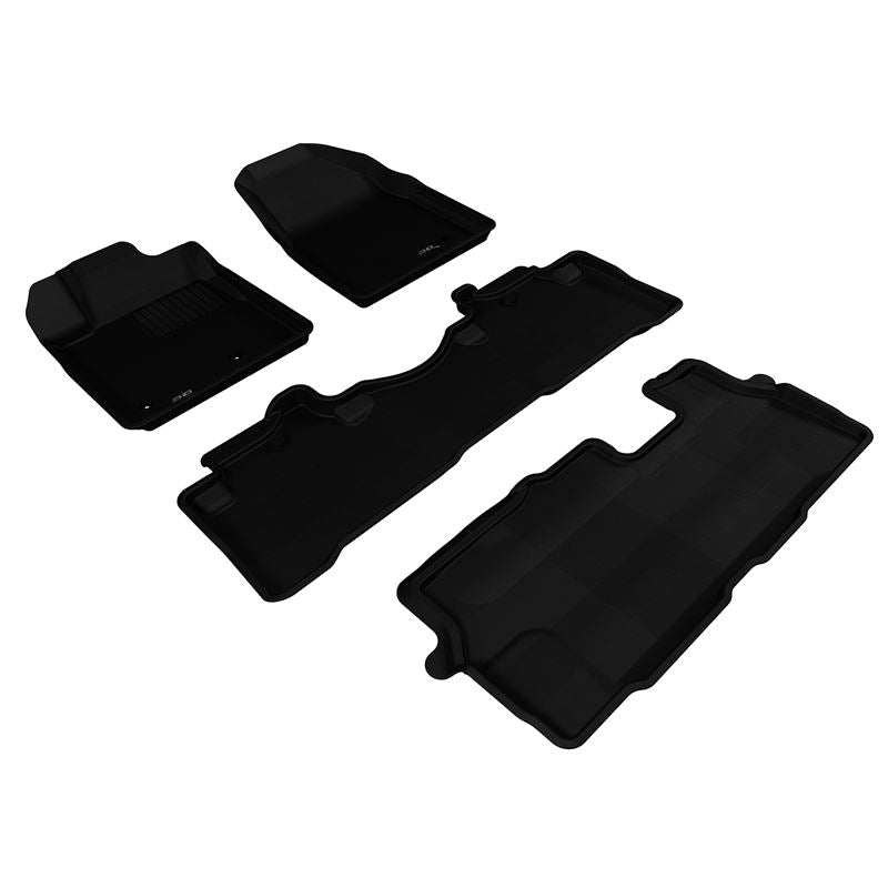 3D MAXpider KAGU 1st & 2nd & 3rd Row Floormats - Black | 2009-2015 Honda Pilot (L1HD05801509)