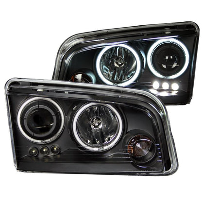 ANZO Projector Headlight Set w/ Halo Black | Dodge Charger (06-10) (121381)