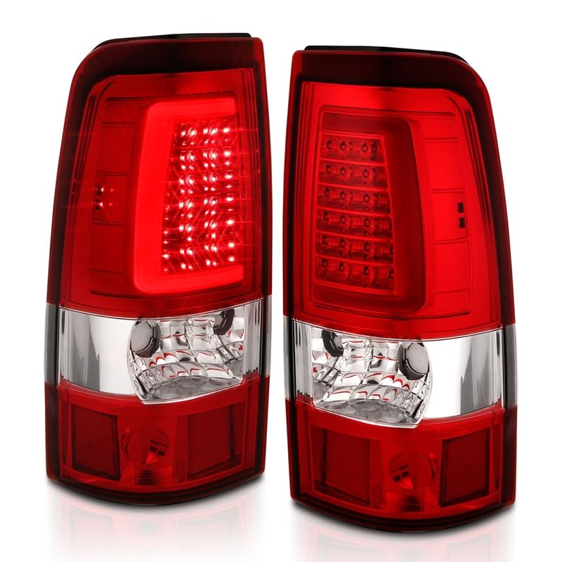 ANZO LED Tail Light Assembly Chrome w/ Red/Clear Lens Pair | Chevy Silverado 1500 (99-02) (311332)
