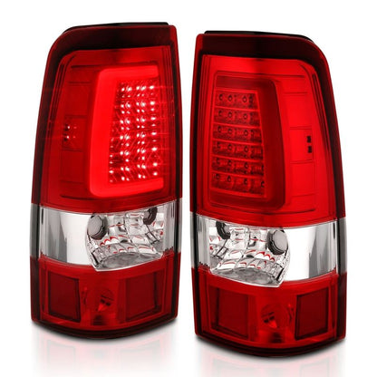 ANZO LED Tail Light Assembly Chrome w/ Red/Clear Lens Pair | Chevy Silverado 1500 (99-02) (311332)