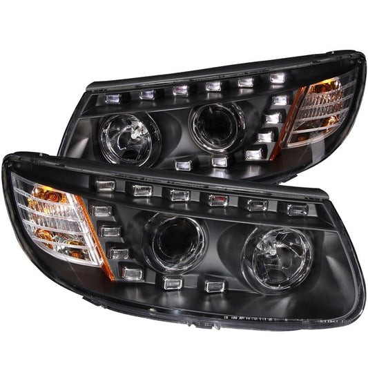 ANZO Projector Headlight Set w/ LED Black | Hyundai Santa Fe (07) (111237)