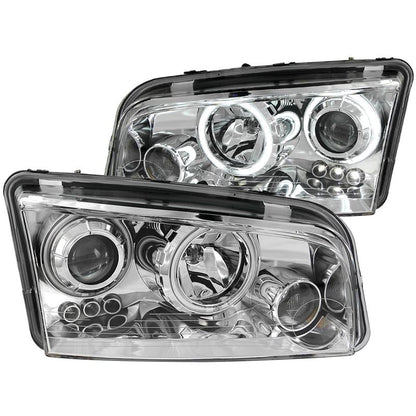 ANZO Projector Headlight Set w/ Halo Chrome | Dodge Charger (06-10) (121382)