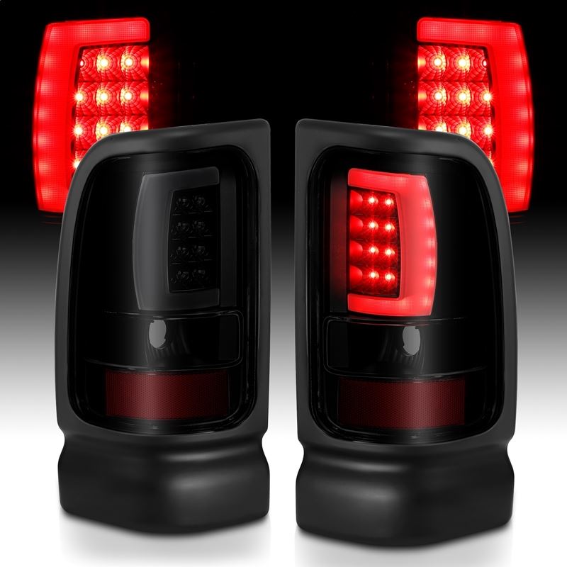 ANZO LED Tail Light Assembly w/ Smoke Lens Black Housing Pair | Dodge Ram 1500 (94-01) (311340)