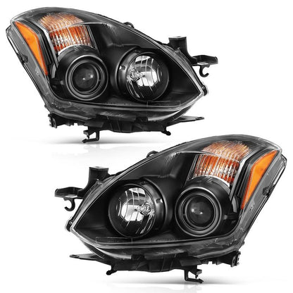 ANZO Projector Headlight Set Black Housing Clear Lens Halogen Type | Nissan Altima (10-13) (121548)