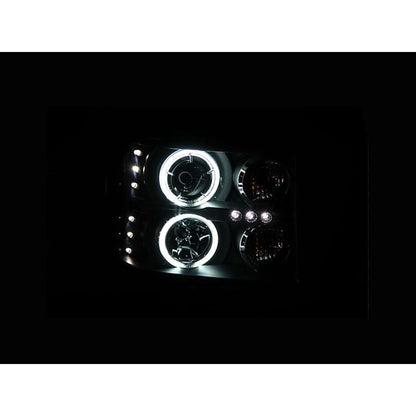 ANZO USA 2007-2013 Gmc Sierra 1500 Projector Headlights w/ Halo Black (111125)