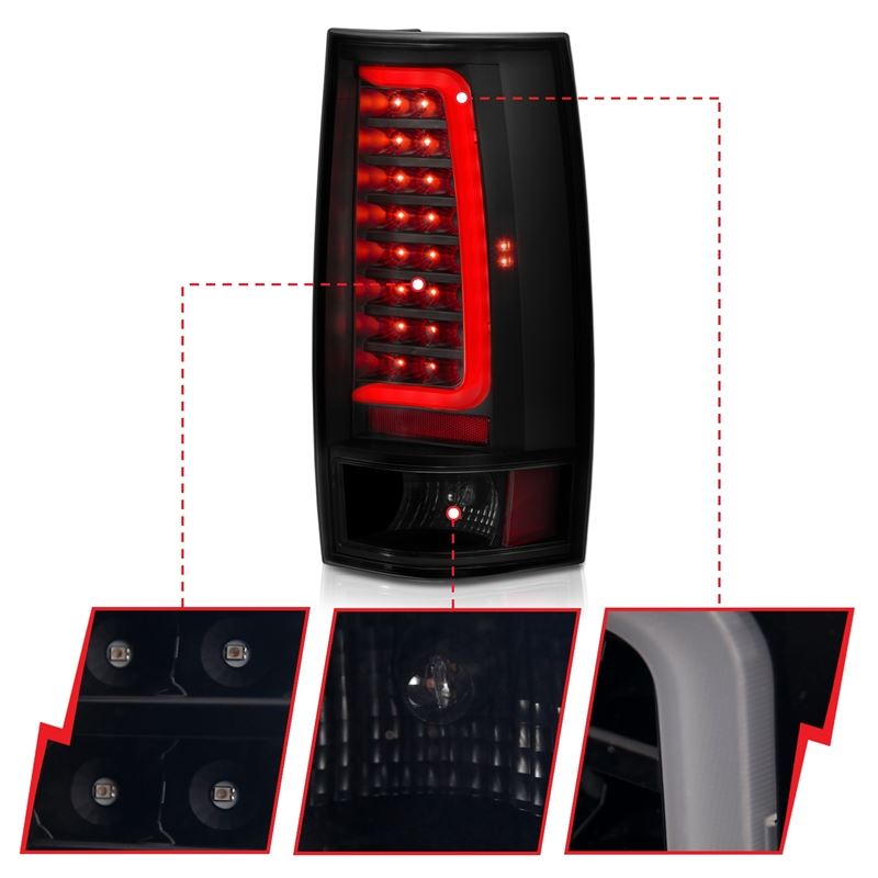 ANZO LED Tail Light Assembly w/ Smoke Lens Black Housing Plank Style Pair | Chevy Tahoe (07-14) (311322)