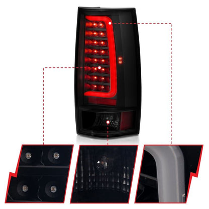 ANZO LED Tail Light Assembly w/ Smoke Lens Black Housing Plank Style Pair | Chevy Tahoe (07-14) (311322)