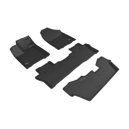 3D MAXpider KAGU 1st & 2nd & 3rd Row Floormats - Black | 2016-2020 Honda Pilot 8-Passenger (L1HD07301509)