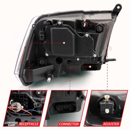 ANZO Projector Headlight Set Switchback Black w/ Amber | Dodge Ram 1500 (09-18) (111441)